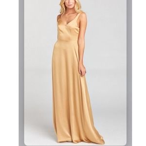 Show Me Your MuMu Jenn Satin Maxi Dress Gold Size XXL